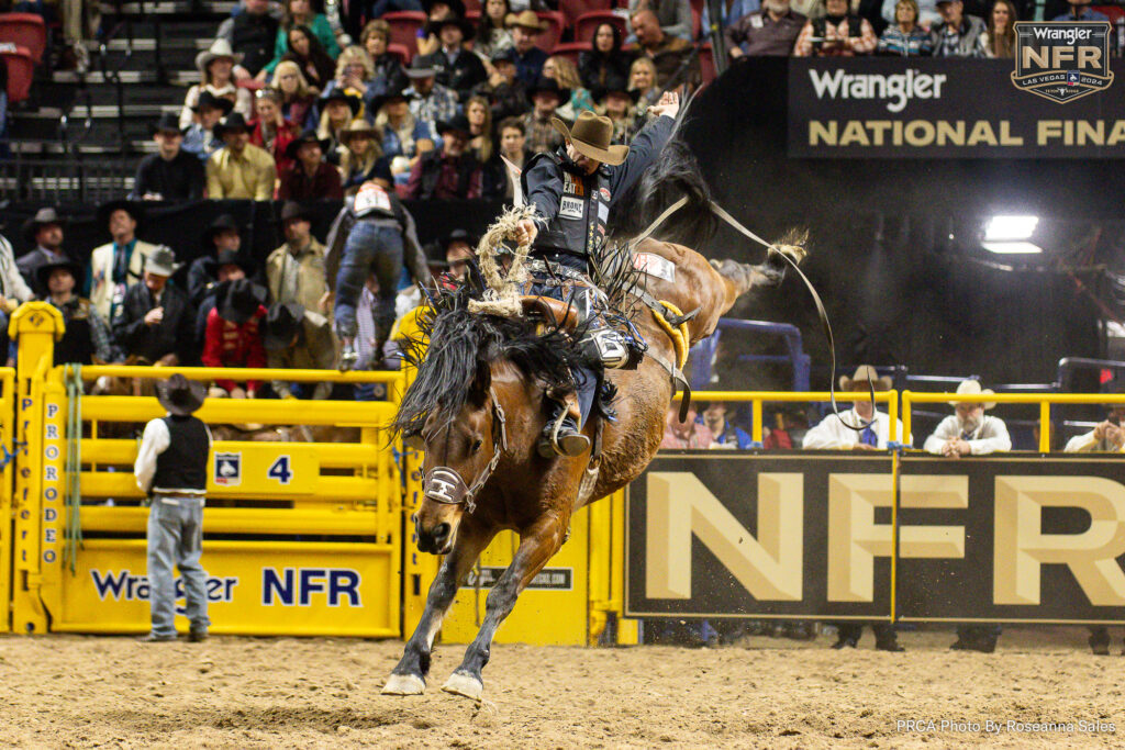 Zeke Thurston - Round 3 Win on Powder River Rodeo's Miss Valley. PRCA photo by Roseanna Sales