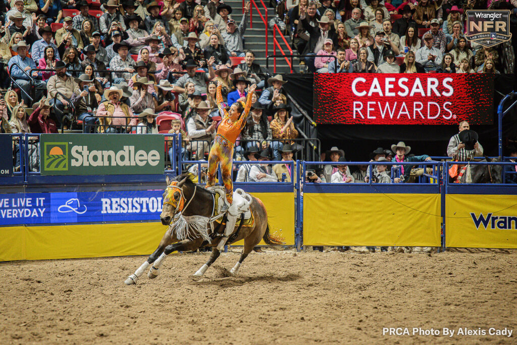 WNFR Trick Rider Madison Thomas. PRCA photo by Alexis Cady