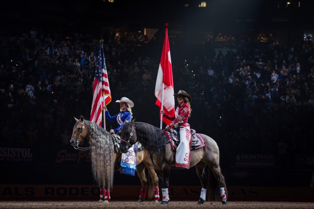 Miss Rodeo America and Miss Rodeo Canada, WNFR 2023. Photo courtesy of the PRCA.