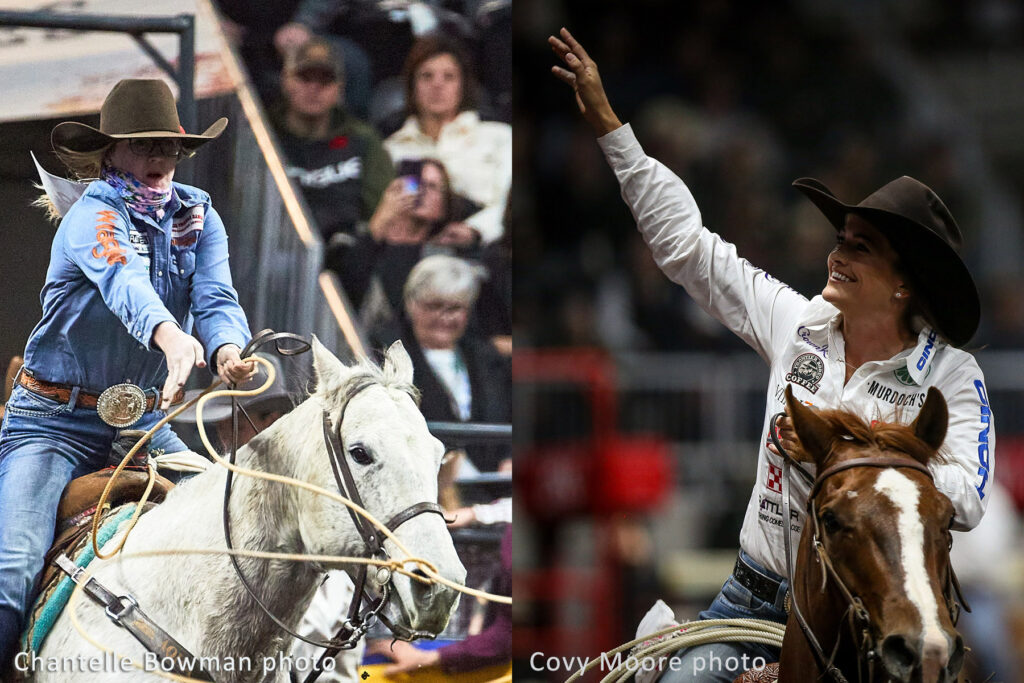 Breakaway Ropers Kendal Pierson and Shelby Boisjoli-Meged. Photos by Chantelle Bowman and Covy Moore