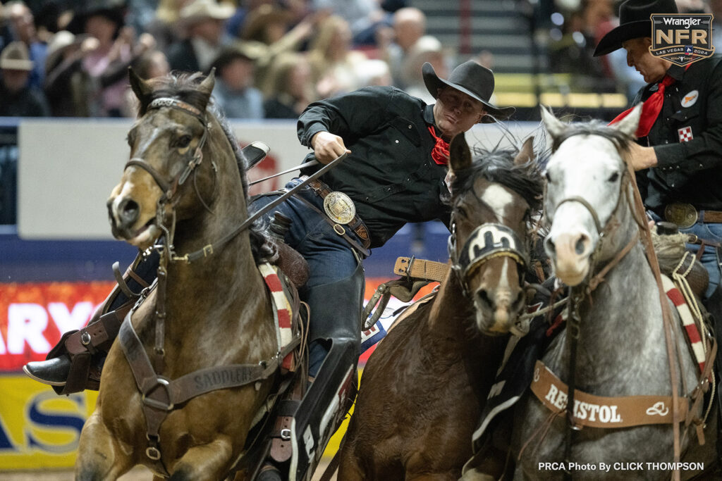 Two time and current WNFR Pick-Up Man Tyler Kraft. PRCA photo by Click Thompson