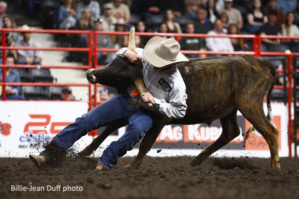 Tate Beierbach - 2026 Red Deer Pro Rodeo Steer Wrestling Champion. Billie-Jean Duff photo