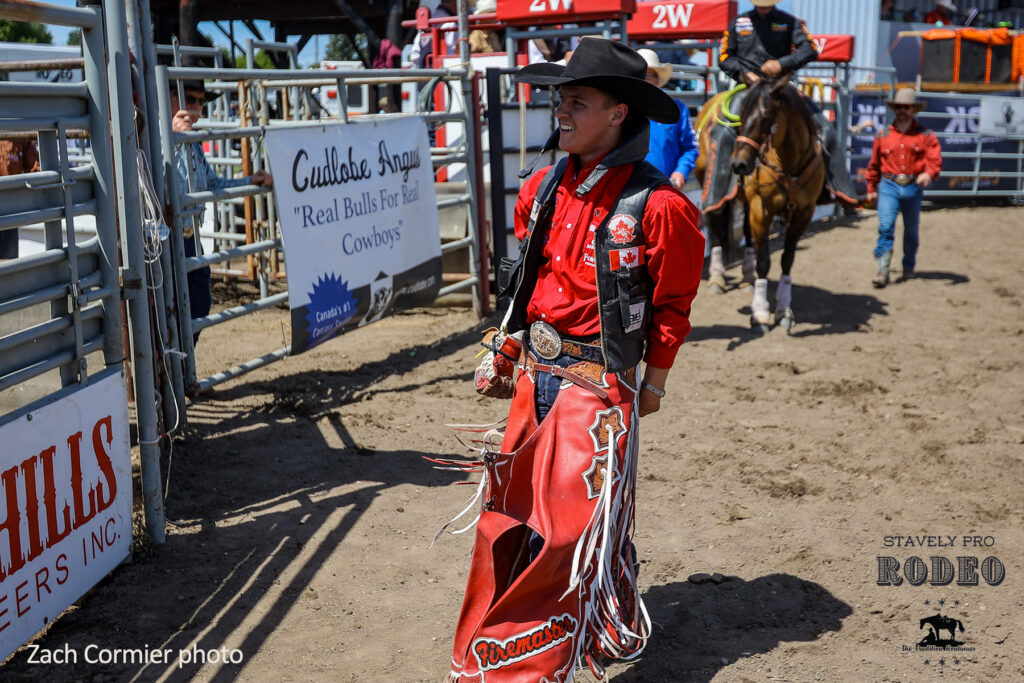 Quaide Skjonsberg - 2026 Stavely Pro Rodeo Novice Bareback Champion. Zach Cormier photo